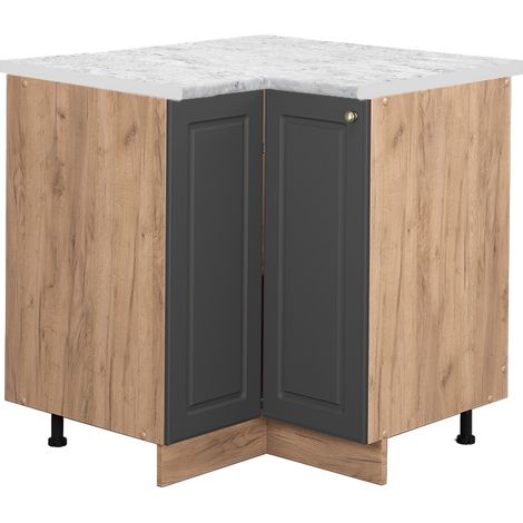 Eckunterschrank Fame-Line, Anthrazit-Gold, 80.5 cm, AP Marmor, Vicco