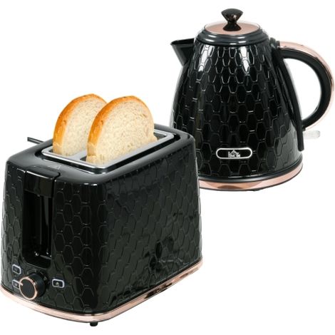 Set bollitore e tostapane, 1,7 L, varie modalità, indicatori LED, nero, disponibile in loco (1/5)