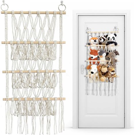 Red De Juguetes De 4 Niveles Para Guardar Peluches, Ideal Para Habitaciones Infantiles, Color Blanco