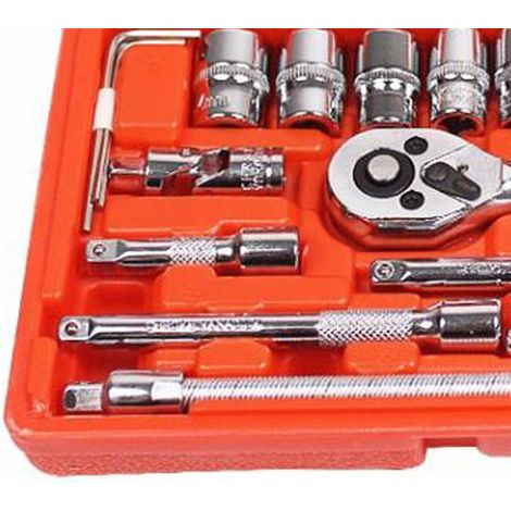 Clé à rochet et douilles, kit d'outils mécanique avec étui, nécessaire polyvalent de réparation domestique (1/5)