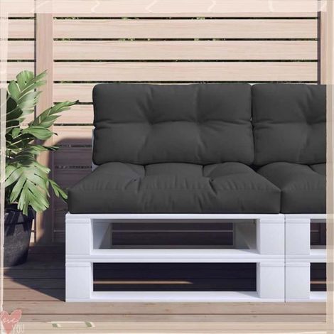 360718 Coussins de palette lot de 2 noir tissu (1/5)