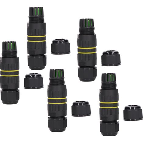 Lot de 5 connecteurs étanches IP68 à 3 broches traversantes pour alimentation extérieure de 9 à 12 mm (1/5)