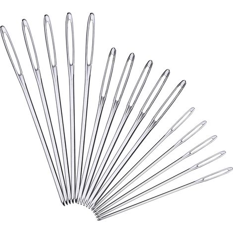 Aiguilles à Laine avec Grand Chas en Acier pour Couture et Projets Laine/ cuir - Lot de 9 Pièces (5.2cm, 6cm, 7cm) (1/5)