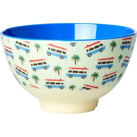 RICE Teller - Cars Print - Hellblau, Melamin, Größe: mittel (1/4)