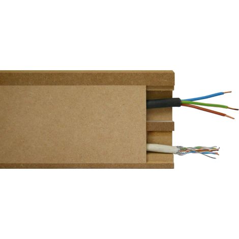 Lot de 5 Plinthes MDF Passes-câbles à couvercle, L.2.44 m x H.11 cm, Ep.18 mm