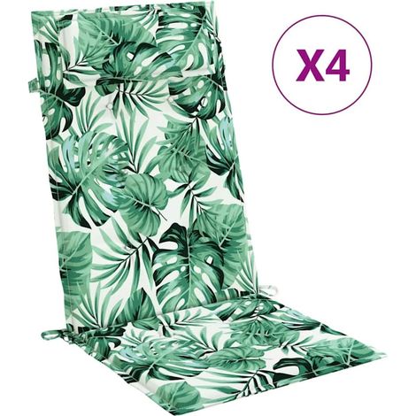 Coussins de chaise à dossier haut lot de 4,Coussins d'extérieur modèle de feuille CFW396975 (1/5)