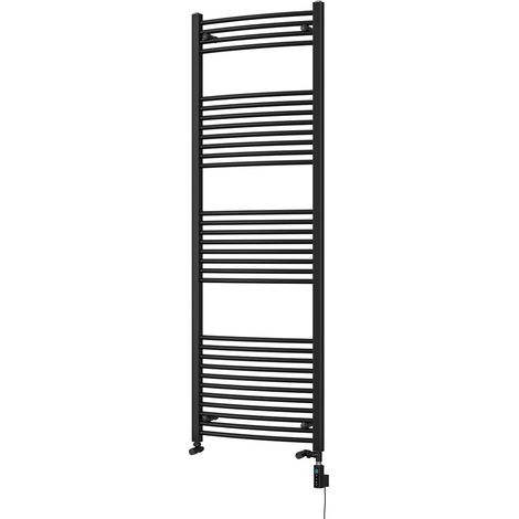 Zennor - Black Dual Fuel Towel Rail H1800mm x W600mm Thermostatic WIFI - Curved (1/3)