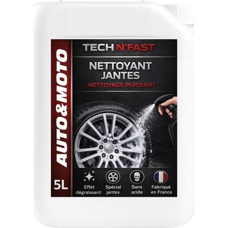 Nettoyant Jantes Voiture 5 L – Puissant Sans Acide – Anti Poussière de Freins – Aluminium, Acier & Chromé – Finition Brillante