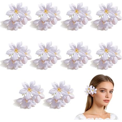 Paquete de 10 lirios artificiales，Flores artificiales，lirios realistas de tres lóbulos en forma de gota de rocío，Ideales para bodas (1/5)
