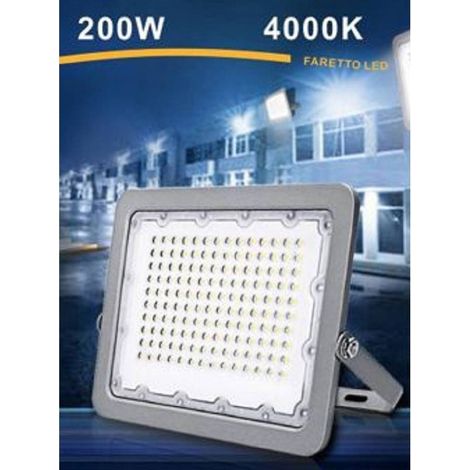 Trade Shop - LED-Strahler 200W Ultra Slim Outdoor Grau IP65 Licht 6500K 4000K 3000K FS200W-G5 -