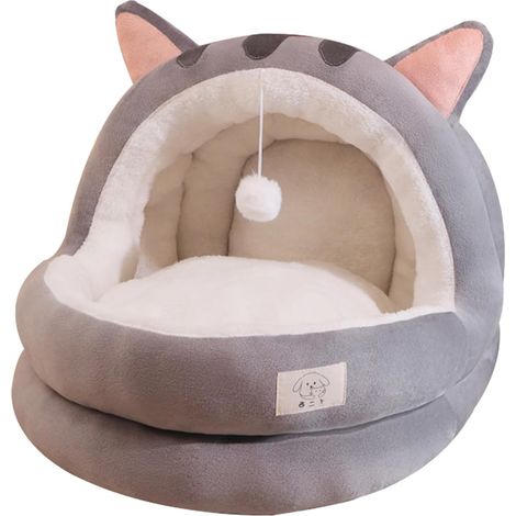 Lit Niche pour Chat,Corbeille pour Chat, Panier pour Chat Semi-fermé, Chats Lits Confortable Doux, Niche Cage Lavable pour Hiver Chat Chiot Chaton Minou(35x35x33cm) (1/5)