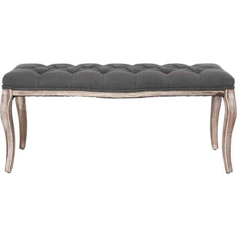 Maison Exclusive - Panca in Lino e Legno Massello 110x38x48 cm Grigio Scuro