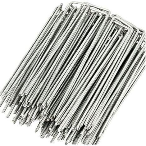 PA Landschaftsklammern, 15,2 cm, 50er-Pack, Gartenpfhle, verzinkte Rasenpfhle, U-frmige Rasenklammern für Unkrautvlies, Haltezaun, rostfreie Rasenstifte, Pfhle zum Befestigen von Netzbode (1/4)