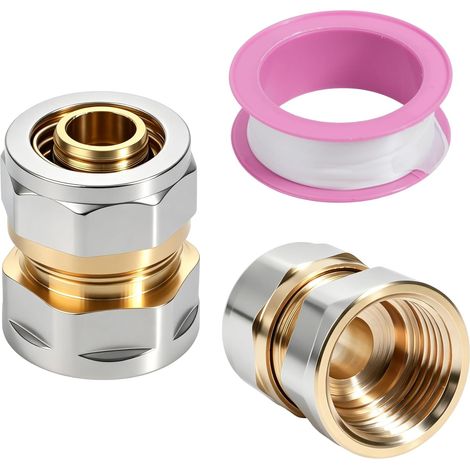 2 Raccords Multicouche 16 mm Laiton 1/2" IG avec Ruban d'Étanchéité (1/5)