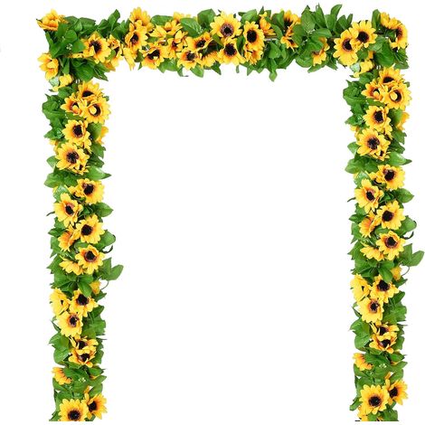 MINKUROW 4pcs Guirnalda De Girasol Artificial, Vid De Girasol De Seda, Flores Artificiales Con Hojas Verdes, Decoración De Mesa De Boda (1/5)
