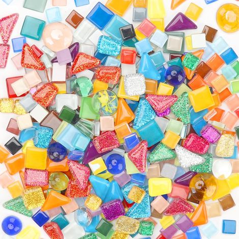 Carreaux de mosaïque 900 g (différentes tailles et formes) - Pierres de mosaïque pour bricolage - Mini mosaïque pour l'intérieur et l'extérieur - Salle de bain, cuisine, décoration d'intérieur (1/5)
