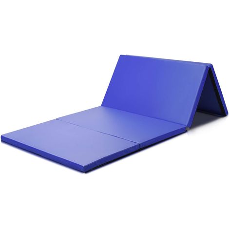 COSTWAY Colchoneta de Gimnasia Plegable Portátil 240 x 120 x 5 Estera Suave de Yoga Entrenamiento Fitness Color Azul (1/5)