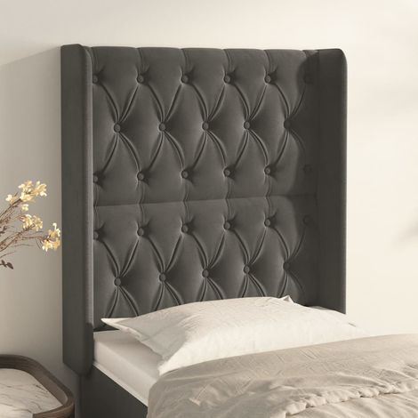 Cabecero con orejas de terciopelo gris oscuro 83x16x118/128 cm vidaXL (1/5)