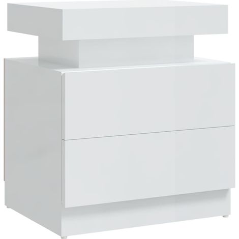 Mesita de noche con dos cajones 45 x 35 x 52 cm madera contrachapada blanco brillo DEC033505