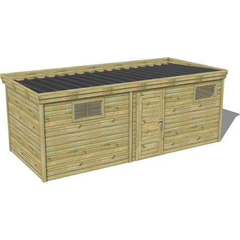 ABRI DE JARDIN bois traité 27mm, 6,5x2,6m, 17m2