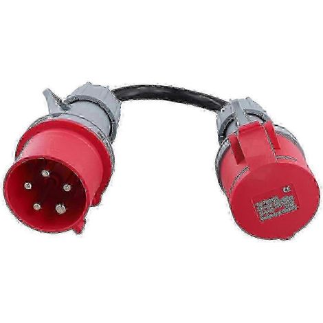 Adaptateur 5 broches rouge 32 A mâle vers 16 A femelle - Connecteur de rallonge pour chargeur de véhicule électrique Gen EV, prise 400 V N (1/4)