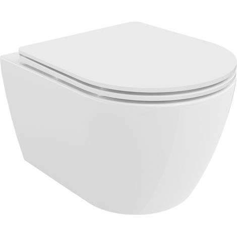 Mexen Carmen WC-Schüssel Rimless Tornado mit Slim-Absenkautomatik-Sitz, Duroplast, Weiß glänzend - 30880300T