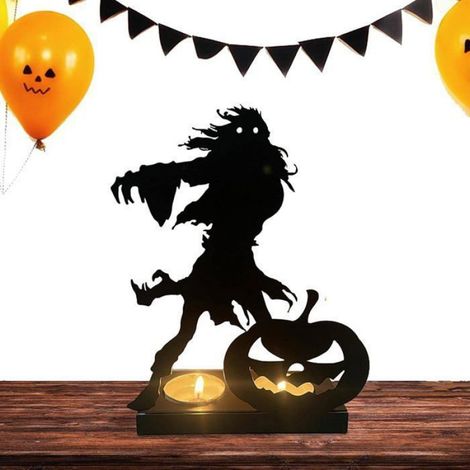 Candélabre d'Halloween, bougeoirs fantômes - Bougeoirs décoratifs avec motif citrouille,lanterne,crâne pour la décoration de fête (1/5)