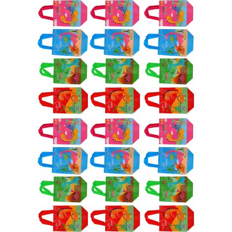 Set mit 24 niedlichen Dinosaurier-Geschenktüten, faltbar und aus Vliesstoff, perfekt für Geburtstagsfeiern und Babypartys. (1/5)