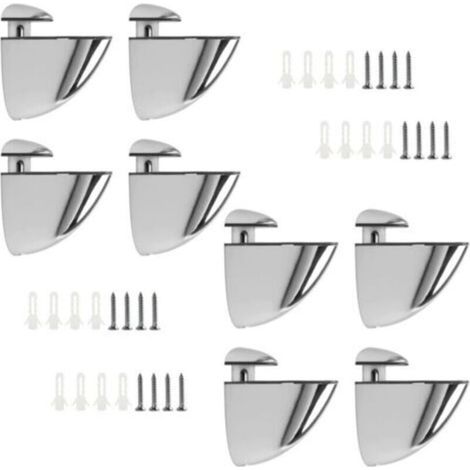 ALLIANDISSupports réglables pour étagères en verre - 8 pièces, réglables - Pour étagères en bois/verre de 3 à 20 mm d'épaisseur - 66 mm Argent (1/4)