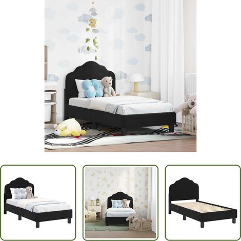 vidaXL Kopfteil - Kinderbettgestell mit Kopfteil Schwarz 70 x 140 cm Samt (1/5)