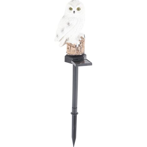 Lampe solaire d'extérieur à encastrer au sol en forme de hibou, étanche, blanche.