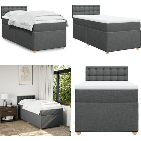 Boxspringbett mit Matratze Dunkelgrau 90x200 cm Stoff - Boxspringbett - Doppelbett - Bettsystem - Schlafsofa - Polsterbett - Home & Living (1/5)