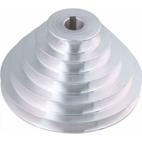 Poulie en aluminium 5 niveaux - 19 mm de diamètre intérieur, 54 à 150 mm de diamètre extérieur, 12,7 mm de largeur - pour courroie de distribution trapézoïdale type A (1/5)