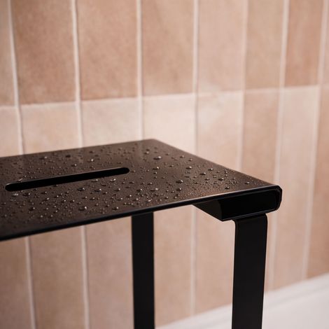 siege de douche en inox noir mat - 40x30x46 cm (1/5)