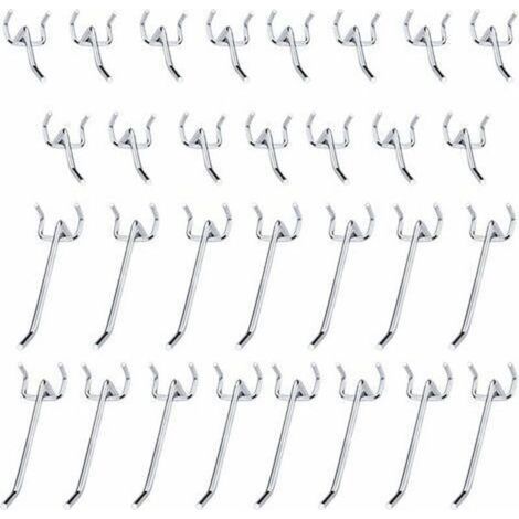 30 Pcs Panneaux Perforés Crochets Métal Crochets pour Panneau perforé accessoires-10 cm et 5 cm Crochet Simple Ensemble Pour Les Garages, Les Remises à Outils,Les Ateliers (1/4)