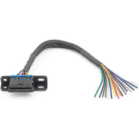 Adaptateur d'interface plate pour connecteur femelle OBD2 universel 16 broches vers câble OBD ouvert (rallonge femelle). (1/5)