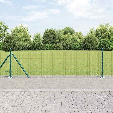 Zaun mit Pfosten Grün 0,4 x 10 m Stahl und PVC