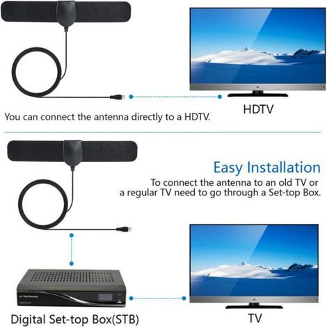 Antenne TV,Antennes TV intérieures et extérieures pour une réception télévisée libre-air haute - Black[E9657] (1/4)