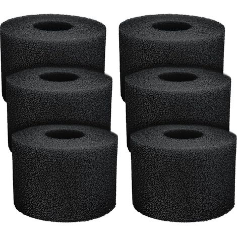 S-Union Éponge Filtrante Type S1,Cartouche Filtres de Piscine en Mousse RéUtilisable et Lavable,Filtre en Mousse à Cartouche pour Intex Type S1 Piscine, Aquarium, Spa(6 pièces ) (Noir) (1/5)