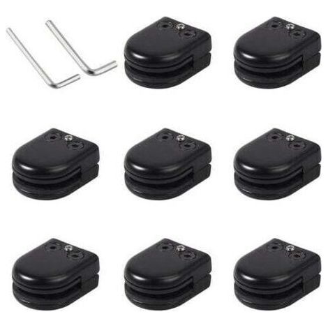 8 Pack Black 304 Stainless Steel Glass Clamps - Strong Hold for 8-10mm Glass - Polished Finish - Easy Installation (1/5)
