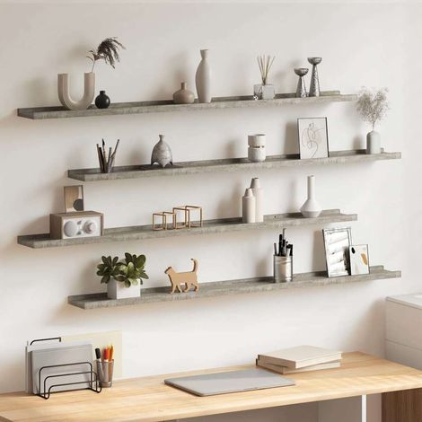 326708 vidaXL Wall Shelves 4 pcs Concrete Grey 115x9x3 cm (1/5)