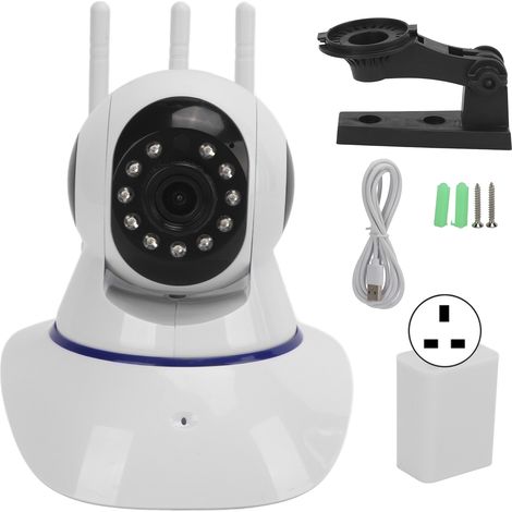Caméra IP WiFi sans fil, détection de mouvement, vision nocturne infrarouge, audio bidirectionnel, PTZ, 3 antennes, prise UK 100-240V (1/5)