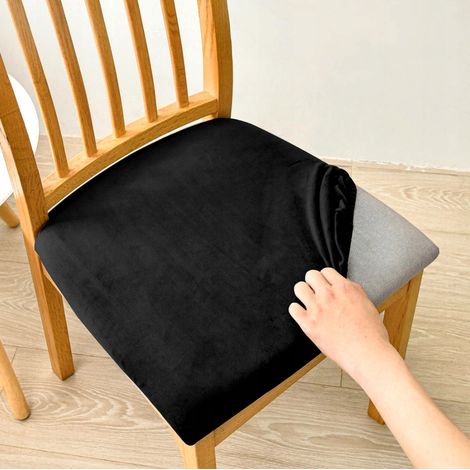HOUSSE DE SIÈGE 40x40cm VELOURS ÉLASTIQUE NOIR [26O1]