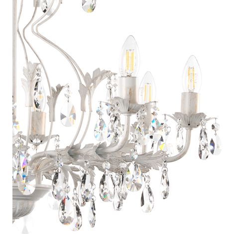lampadario a 8 luci "teresa" avorio, e14
