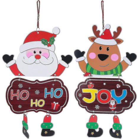2 pièces pancarte de porte suspendue en papier pour Noël décoration de maison (couleur assortie)
