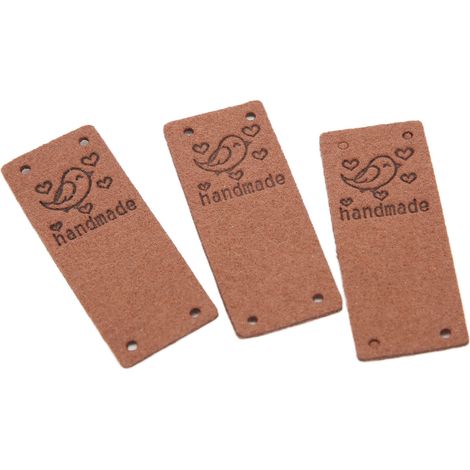 100 Étiquettes en Cuir PU Souple Fait Main, 4 Trous, Accessoires DIY pour Portefeuille et Chapeau (Marron Foncé) (1/5)