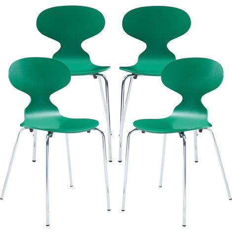 Lot de 4 chaises de salle à manger Kil vert / chrome [en.casa] (1/5)