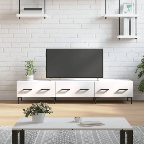 Meuble TV Banc TV Armoire TV blanc 150x36x30 cm bois d'ingénierie (1/5)