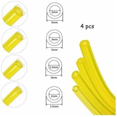 Durite Essence Set 4 Pièces Tuyau de Carburant Tuyau d'essence 1,5 mètre pour Souffleur Coupe-bordure Tronçonneuse Debroussailleuse, Tuyau de Carburant Flexible Très Résistant