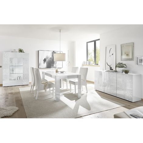 Salle à manger complète moderne laqué blanc SARA (1/5)